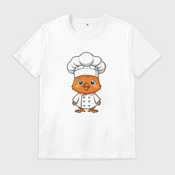 Футболка хлопковая мужская Цыплёнок повар, цвет: белый