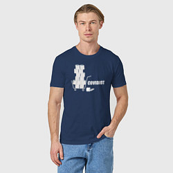 Футболка хлопковая мужская Ковид идиот, цвет: тёмно-синий — фото 2
