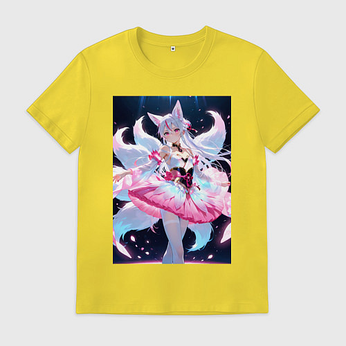 Мужская футболка Лиса танцует в платье / Желтый – фото 1