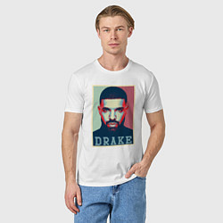 Футболка хлопковая мужская Drake, цвет: белый — фото 2