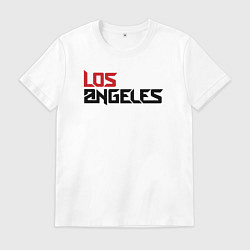 Футболка хлопковая мужская USA Los Angeles, цвет: белый
