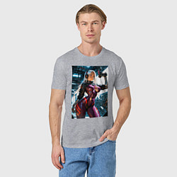 Футболка хлопковая мужская Девушка с оружием в киберпанк стиле, цвет: меланж — фото 2