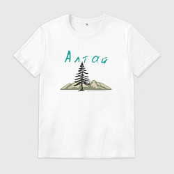 Футболка хлопковая мужская Природа Алтая, цвет: белый