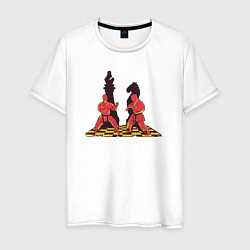 Футболка хлопковая мужская Karate chess, цвет: белый