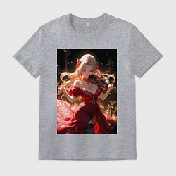 Футболка хлопковая мужская Девушка в вечернем платье играет на скрипке, цвет: меланж