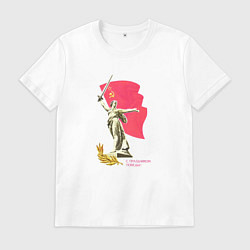 Футболка хлопковая мужская Праздник победы статуя, цвет: белый