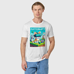 Футболка хлопковая мужская Catcraft - collaboration ai art, цвет: белый — фото 2
