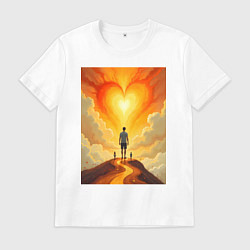 Футболка хлопковая мужская Любовь и солнце, цвет: белый