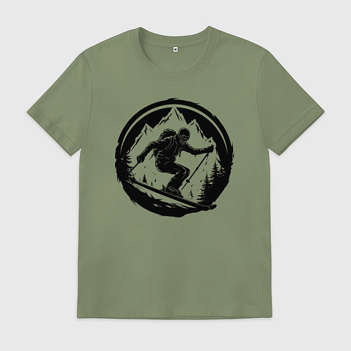 Мужская футболка Скелет на горных лыжах / Авокадо – фото 1