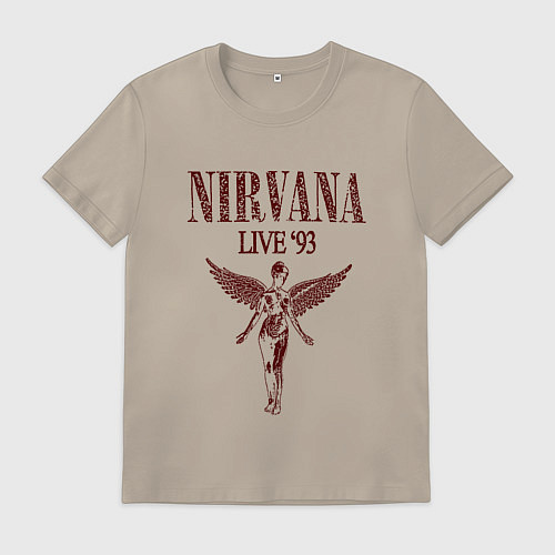 Мужская футболка Нирвана лайв 93 / Миндальный – фото 1