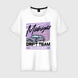 Футболка хлопковая мужская Midnight drifting, цвет: белый