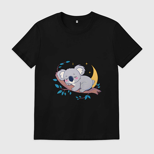 Мужская футболка Сон коалы на ветке / Черный – фото 1