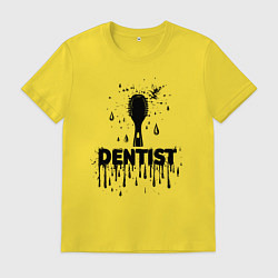 Футболка хлопковая мужская Стоматолог зубная щетка, цвет: желтый