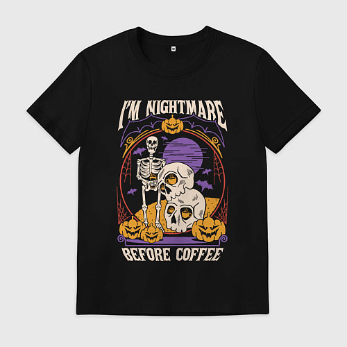 Мужская футболка Im nightmare before coffee / Черный – фото 1
