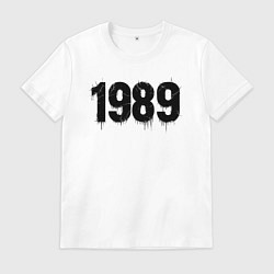 Футболка хлопковая мужская 1989 год расшерканый, цвет: белый