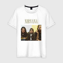 Футболка хлопковая мужская Nirvana band foto, цвет: белый