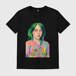 Футболка хлопковая мужская Билли Айлиш коллаж, цвет: черный