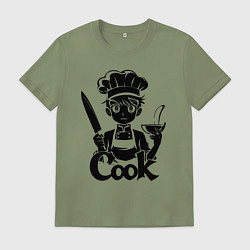 Футболка хлопковая мужская Повар аниме, цвет: авокадо