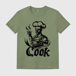 Футболка хлопковая мужская Повар готовит блюдо, цвет: авокадо