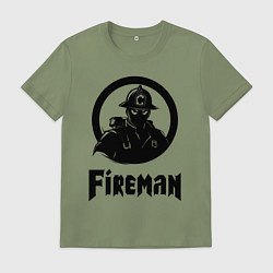Футболка хлопковая мужская Пожарный аниме, цвет: авокадо