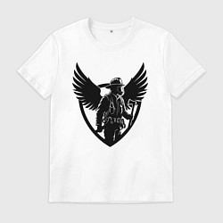 Футболка хлопковая мужская Огненный страж с крыльями, цвет: белый
