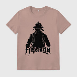 Футболка хлопковая мужская Аниме пожарный, цвет: пыльно-розовый