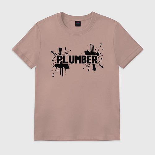 Мужская футболка Сантехник в чероной краске / Пыльно-розовый – фото 1