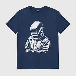 Футболка хлопковая мужская Сварщик в маске, цвет: тёмно-синий