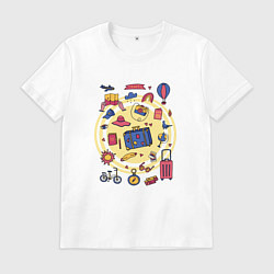 Футболка хлопковая мужская Летние путешествия, цвет: белый