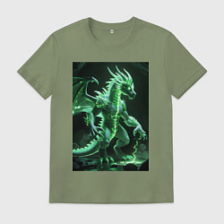 Футболка хлопковая мужская Зеленый магический дракон, цвет: авокадо