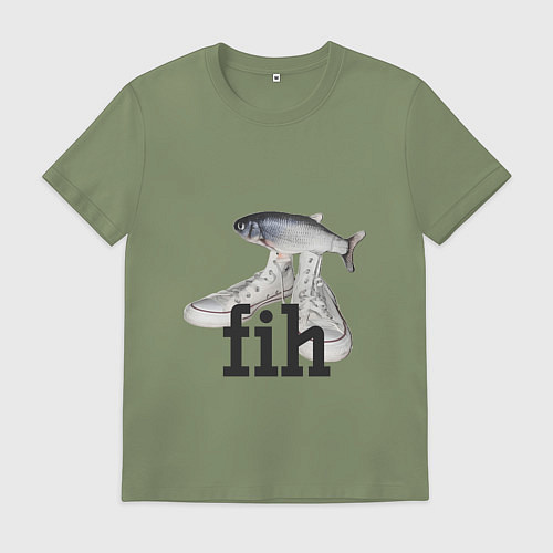 Мужская футболка Fih - мем с рыбой в кедах / Авокадо – фото 1