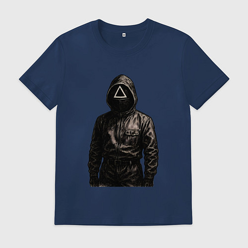 Мужская футболка Игра в кальмара - черный страж / Тёмно-синий – фото 1