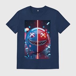 Футболка хлопковая мужская Смайлик твоего переменного настроения, цвет: тёмно-синий