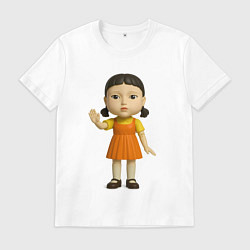 Футболка хлопковая мужская Кукла с жестом стой, цвет: белый