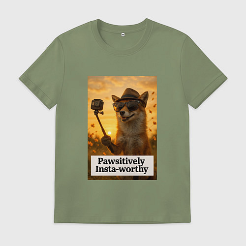 Мужская футболка Stylish fox selfie / Авокадо – фото 1