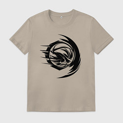 Футболка хлопковая мужская Волейбольный мяч вихревой удар, цвет: миндальный