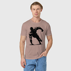 Футболка хлопковая мужская Отжимание на одной руке, цвет: пыльно-розовый — фото 2