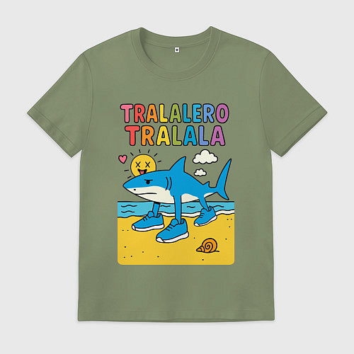 Мужская футболка Тралалеро Тралала на пляже / Авокадо – фото 1