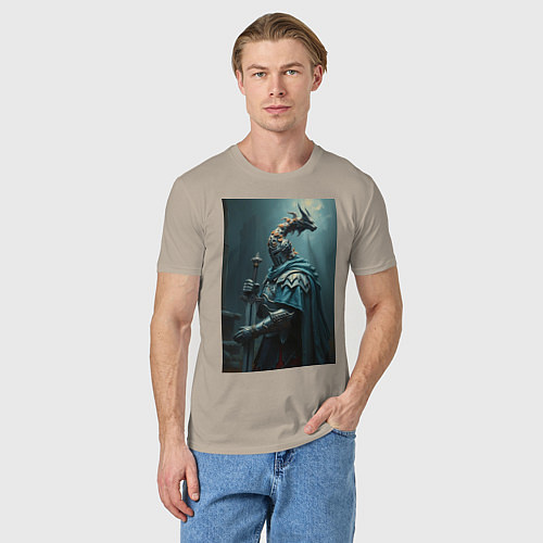 Мужская футболка Рыцарь в броне в стиле Dark Souls / Миндальный – фото 3