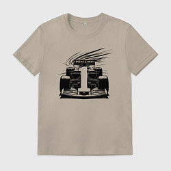 Футболка хлопковая мужская Гоночный болид F1, цвет: миндальный