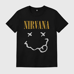 Футболка хлопковая мужская Нирвана рок музыка, цвет: черный