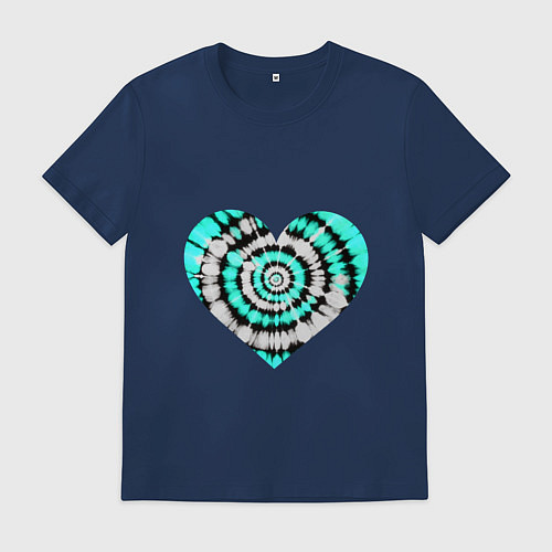 Мужская футболка Сердце Тай Дай / Тёмно-синий – фото 1