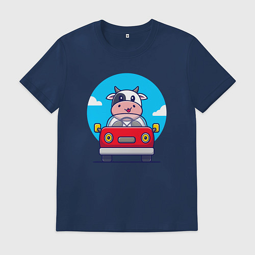 Мужская футболка Коровка водитель / Тёмно-синий – фото 1