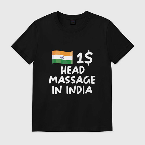 Мужская футболка Флаг Индии: head massage in india / Черный – фото 1
