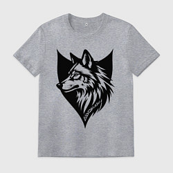 Футболка хлопковая мужская Волк на щите, цвет: меланж