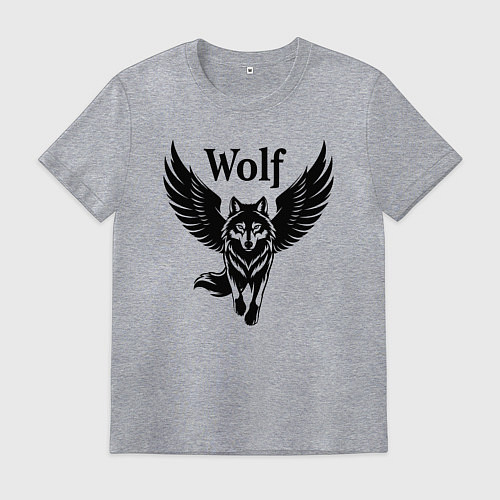 Мужская футболка Волк с крыльями / Меланж – фото 1