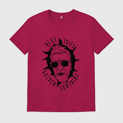 Футболка хлопковая мужская Blue Skies Golden Sunshine, цвет: маджента