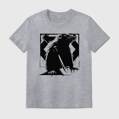 Мужская футболка Крот с ножом / Меланж – фото 1