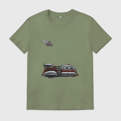 Мужская футболка Летающая пожарная машина ретрофутуризм / Авокадо – фото 1