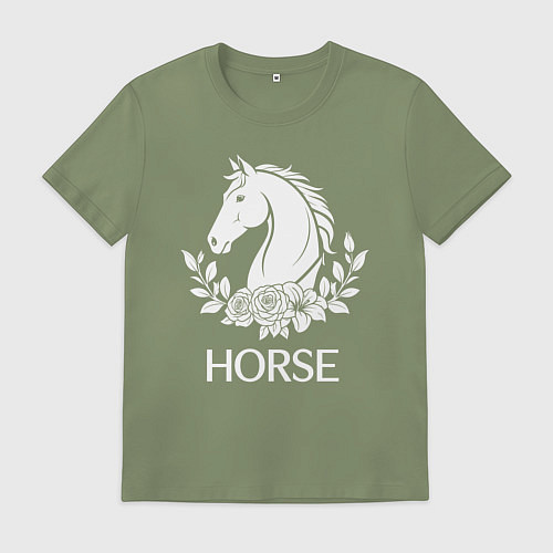 Мужская футболка Лошадь в цветах / Авокадо – фото 1